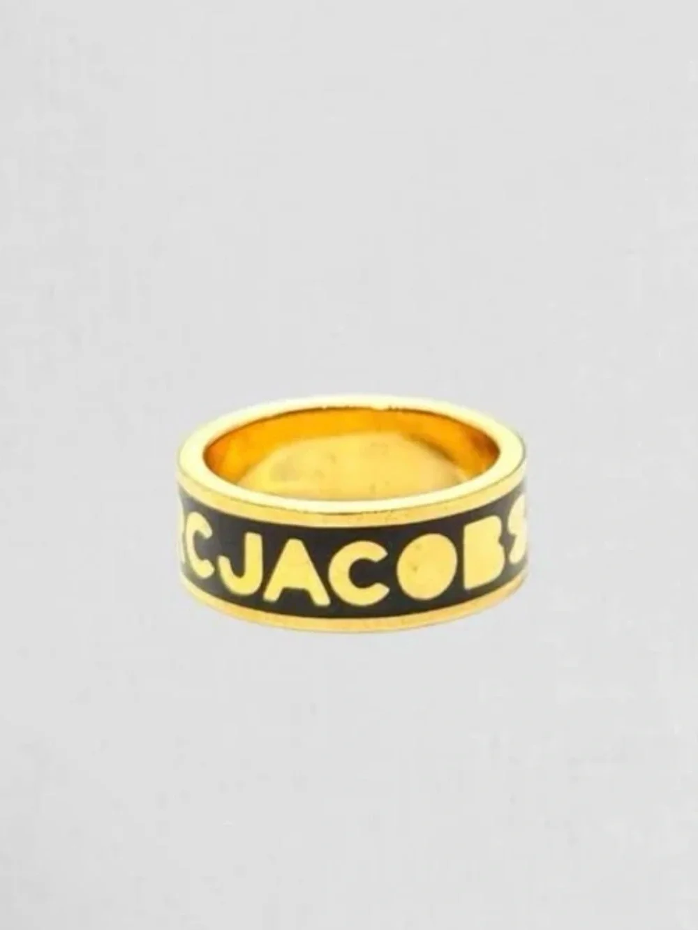 Marc by Marc Jacobs Gold and Black Logo Band Ring NWT Retail:$58 Size 6